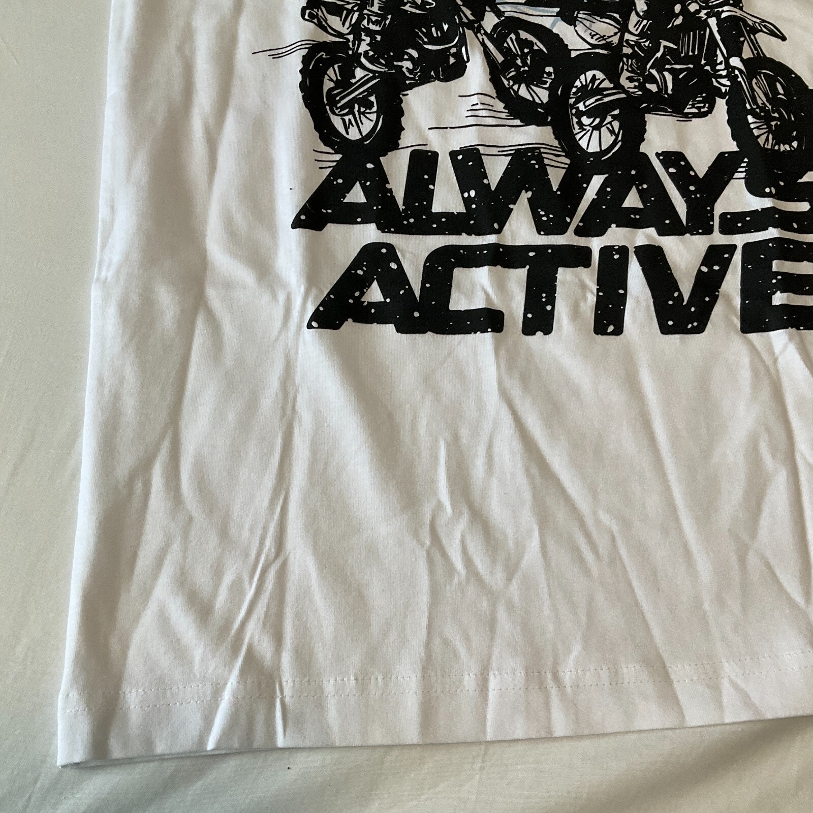 Outrank Always Active Short Sleeve T Shirt Mens Size S White Racing Graphic