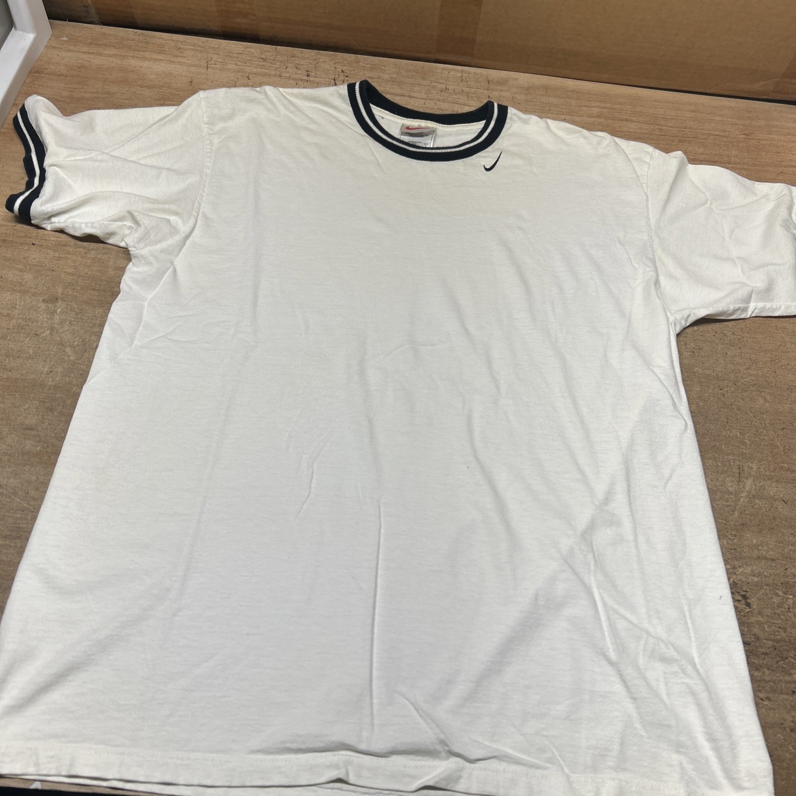 Vintage 90s Nike Single Stitch Central Swoosh Ringer T-Shirt – Made in USA Large