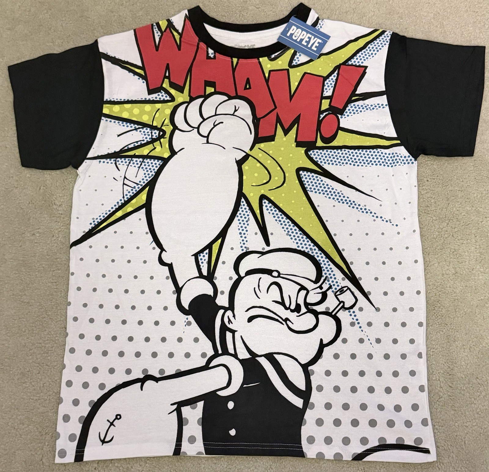 Popeye sailer man’s T-shirt, adult size large, unisex