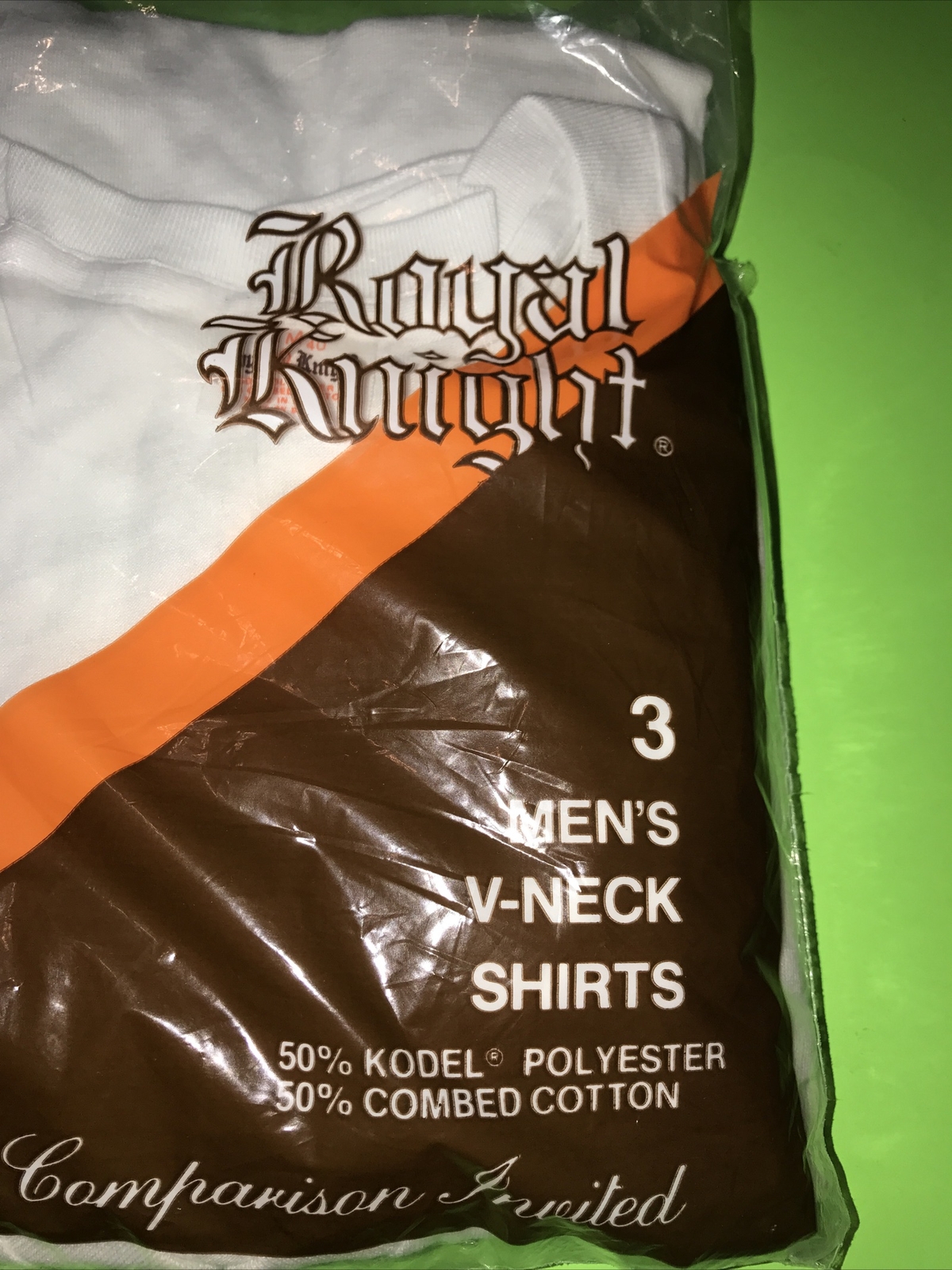 Royal Knight Mens Size M(38-40) V Neck Tee Shirts white 2 pcs