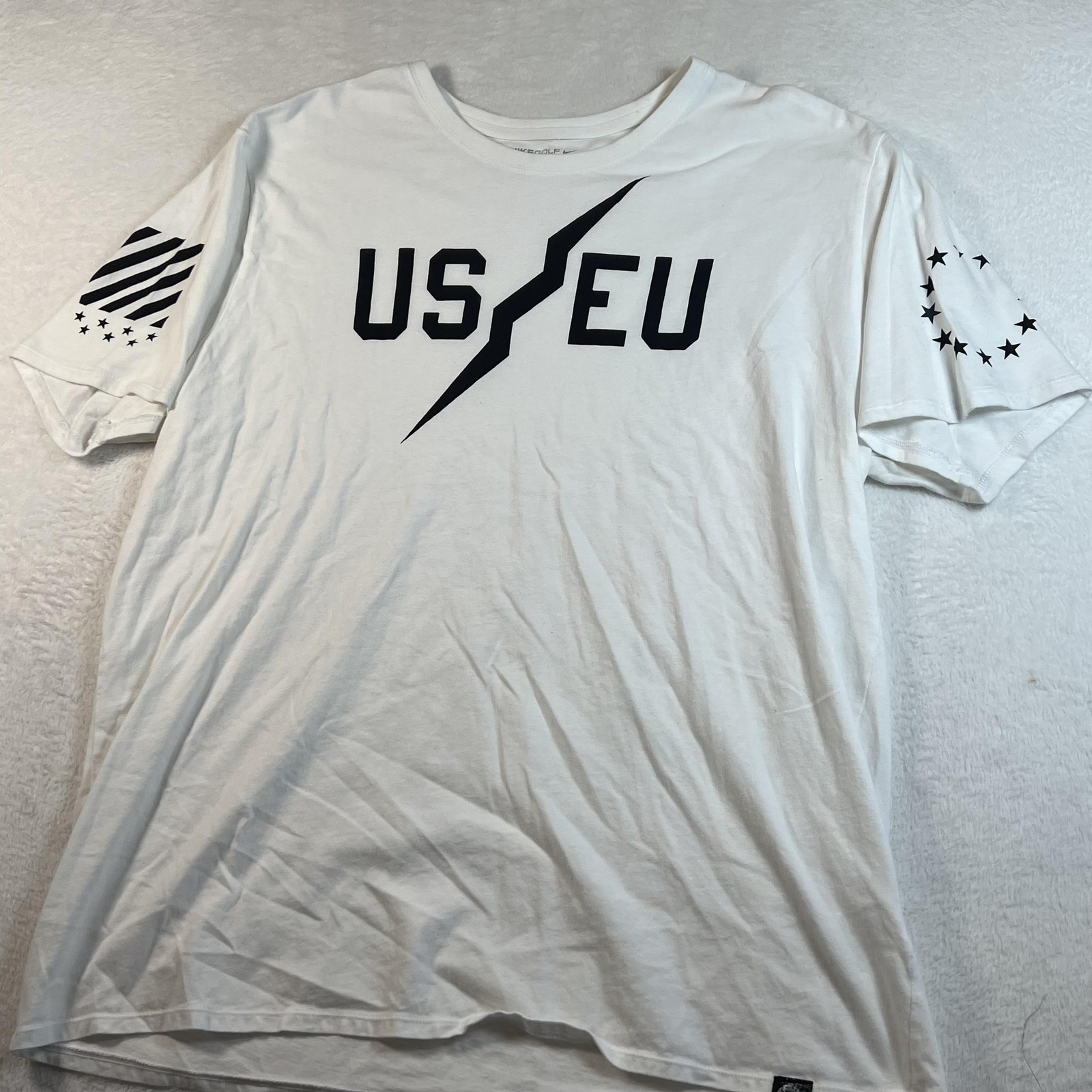 Nike Golf US EU Shirt Mens 2XL White Patriotic Flag Stars Graphic Tee Top