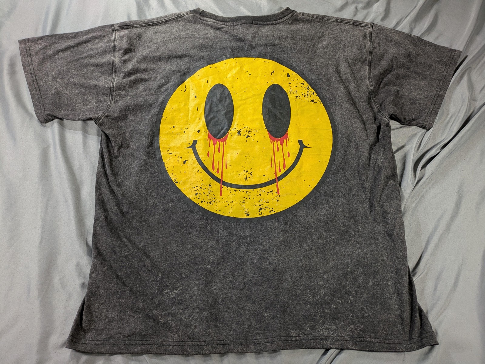 Arrival Worldwide Shirt Mens 2XL Gray Bleeding Smiley Face Graphic Streetwear