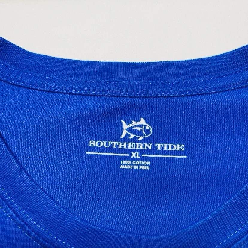 Southern Tide Men’s Long Sleeve Pocket T Shirt Size XL Blue Skipjack Fish