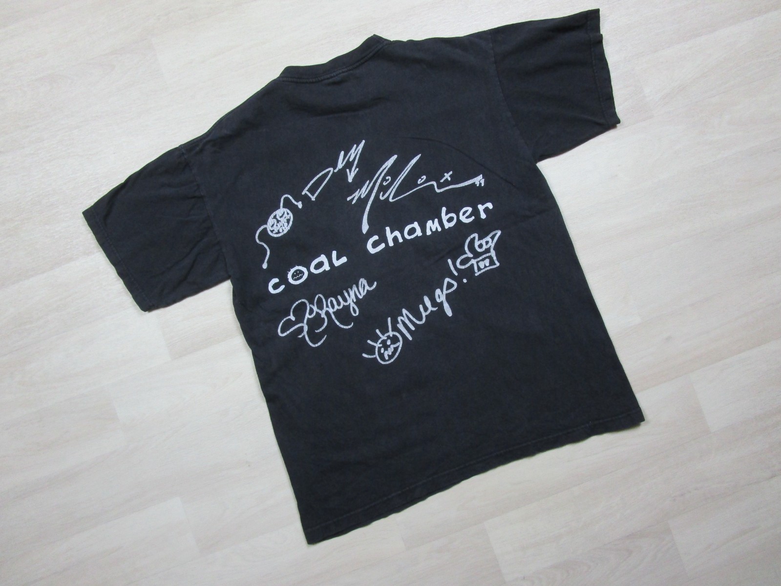 Vintage 1990&rsquo;s Coal Chamber T-Shirt (L) Blue Grape Nu-Metal Autographs on Back