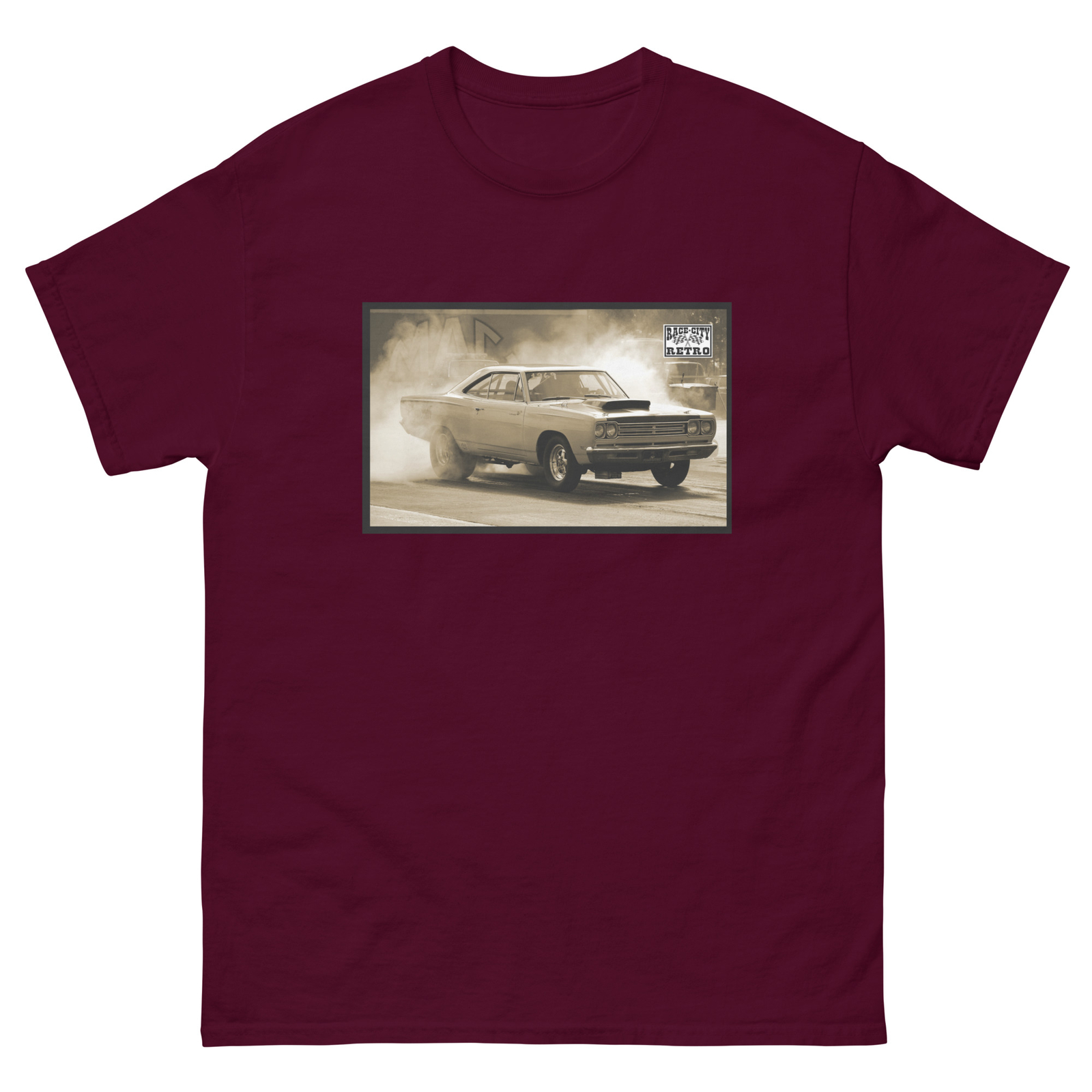 69 ROAD RUNNER BURNOUT T SHIRT by RACE CITY RETRO A12 PLYMOUTH