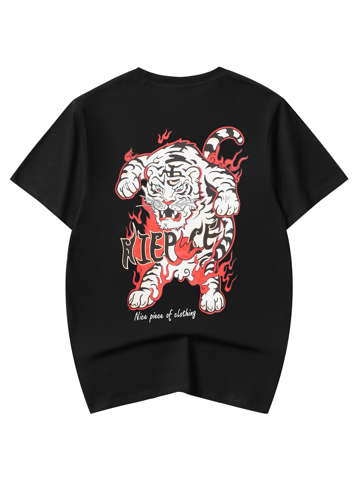 Niepce Men&rsquo;s Inferno White Tiger Graphic Tee Japanese Streetwear T-Shirt