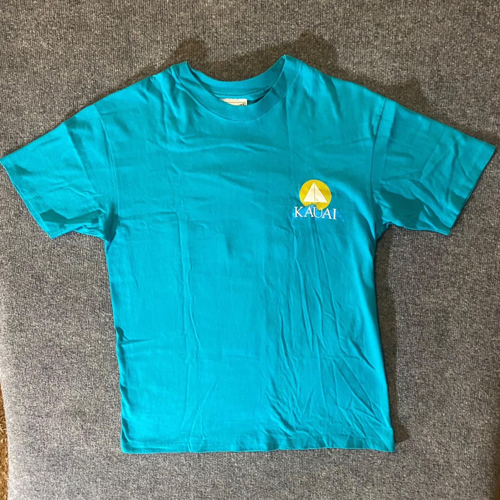 Sgt Leisure Shirt Mens L Teal Kauai Sailboat Graphic Short Sleeve Cotton