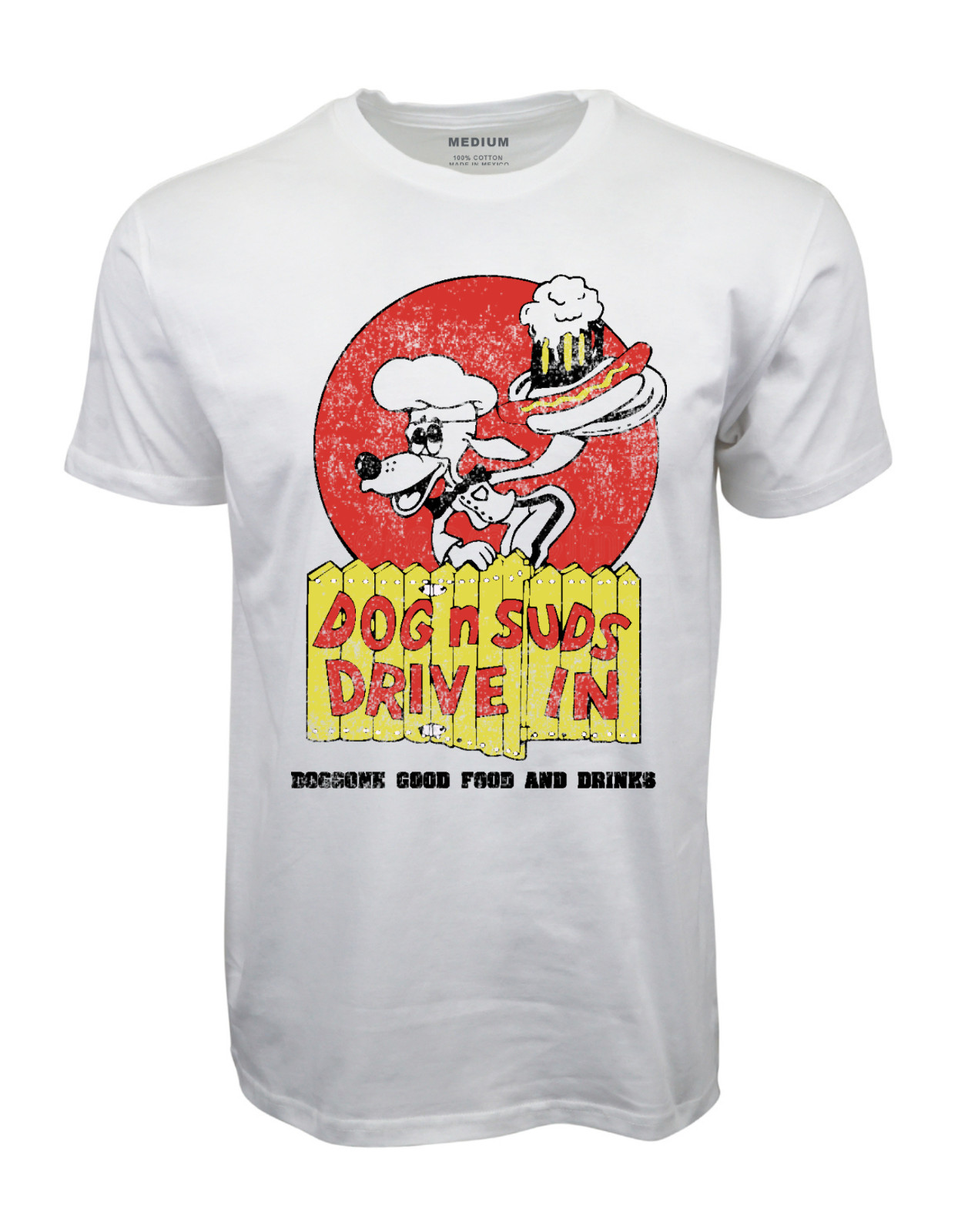 DOG N SUDS &lsquo;DRIVE IN&rsquo; WHITE GRAPHIC T-SHIRT