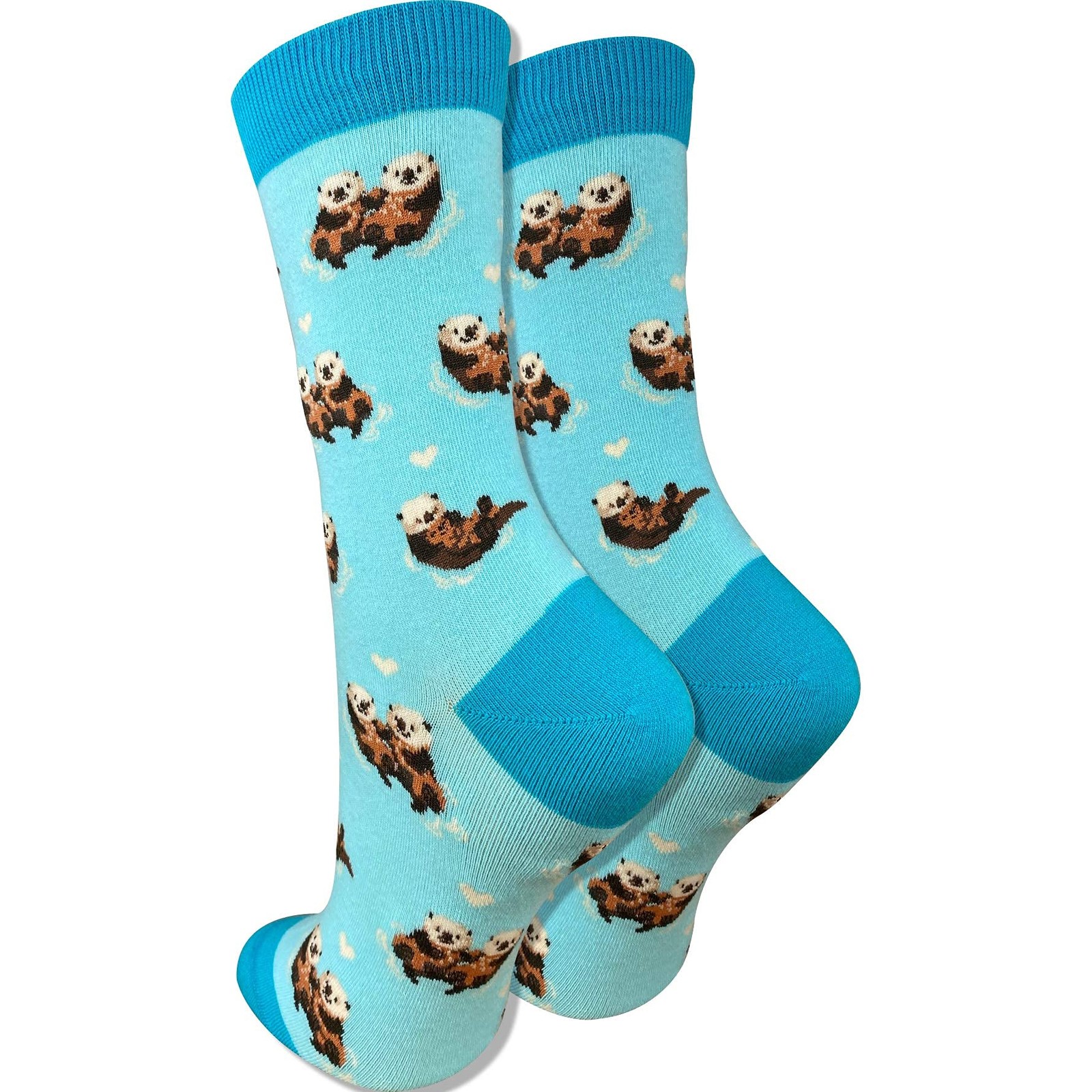 Womens Animal Socks Sea Otter Blue Premium Comfort Crew Fits Shoe Size 4-10