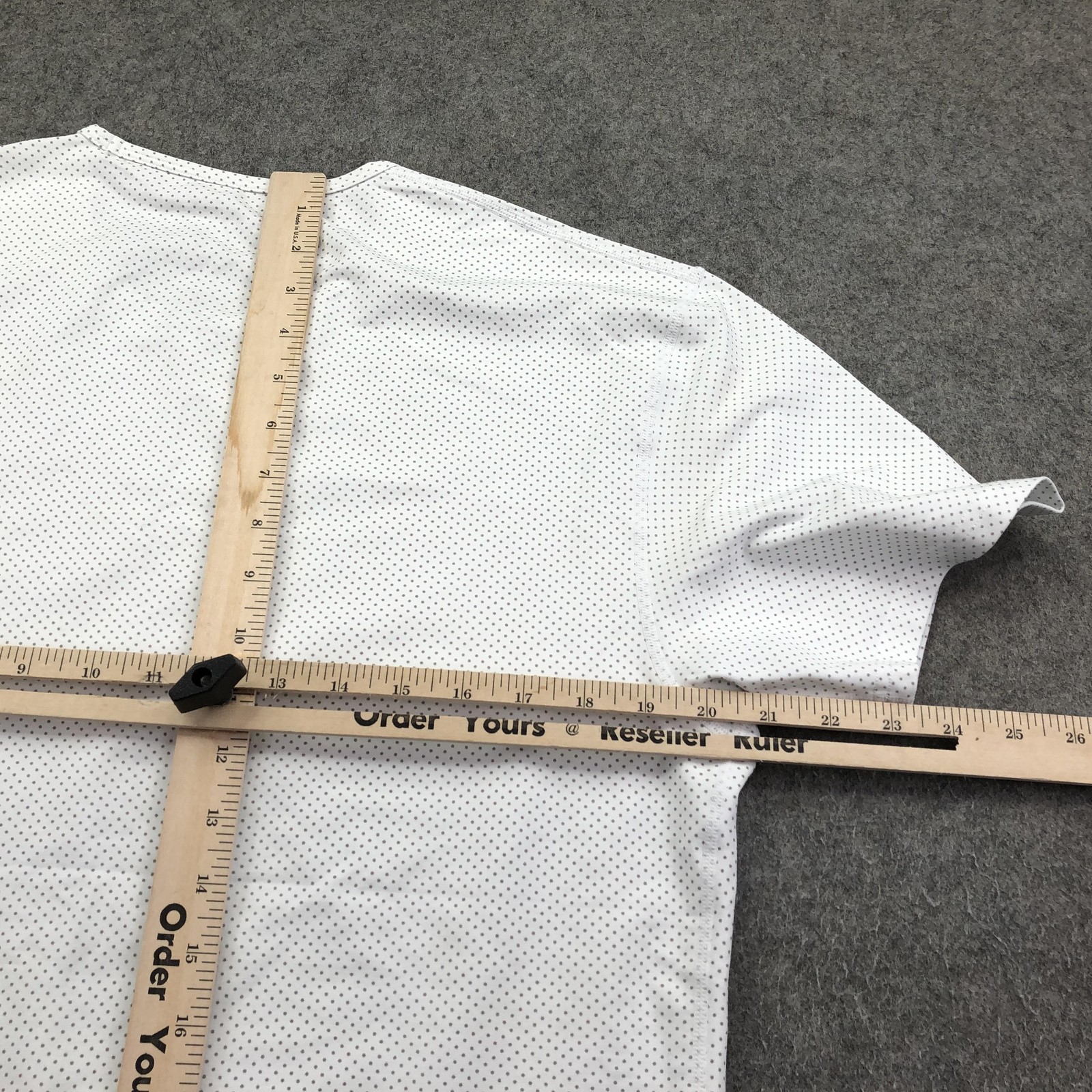 BYLT Shirt Mens Large White Drop Cut Lux Polka Dot Stretch Crew Neck Tagless Tee