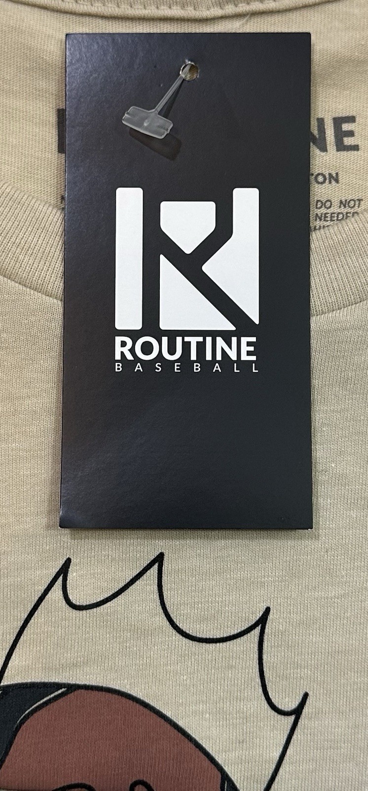 ROUTINE BASEBALL Size Medium Beige Biggie Smalls Sandlot T-shirt NWT