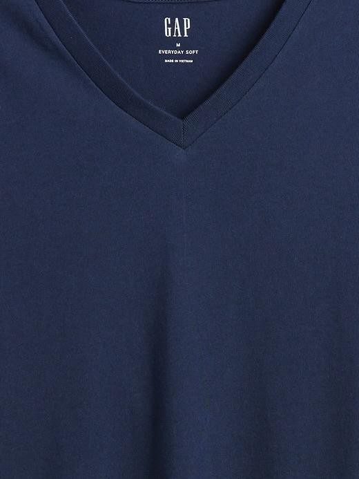 Gap Everyday Soft Shirt Mens Large Tapestry Navy Blue V-Neck Cotton Jersey Tee L