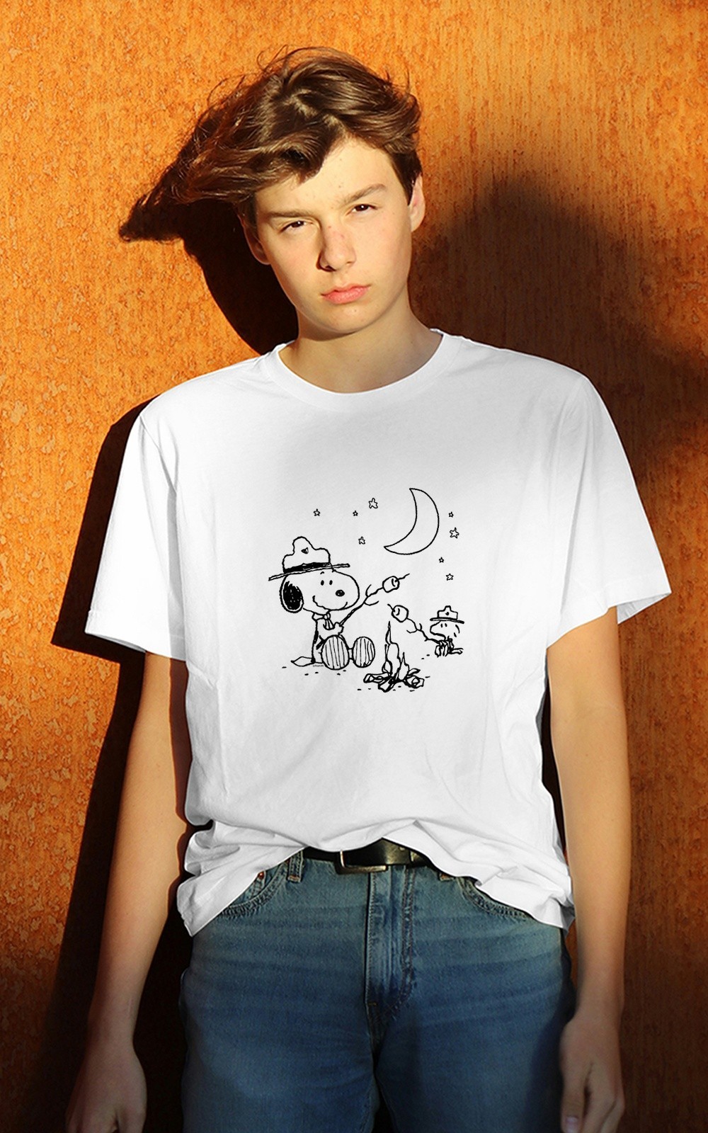 Peanuts – Snoopy and Woodstore Camping with Smores T-Shirt