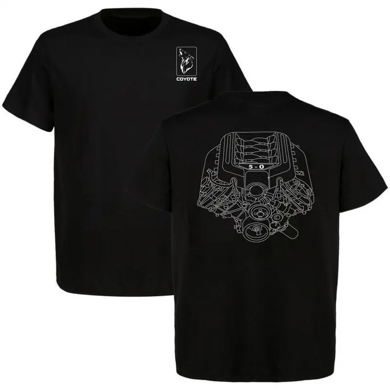 Ford Coyote 5.0 Engine Graphic T-Shirt Car Lover Father&rsquo;s Day Cotton Tee Men