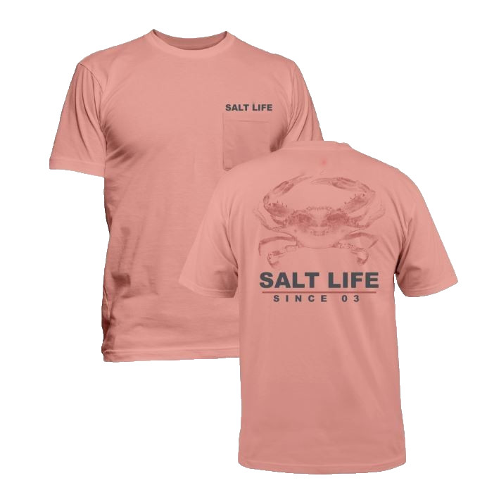 Salt Life Crabby Day S/S Pocket Crew Clay Adult L Live Salty Saltlife NWT