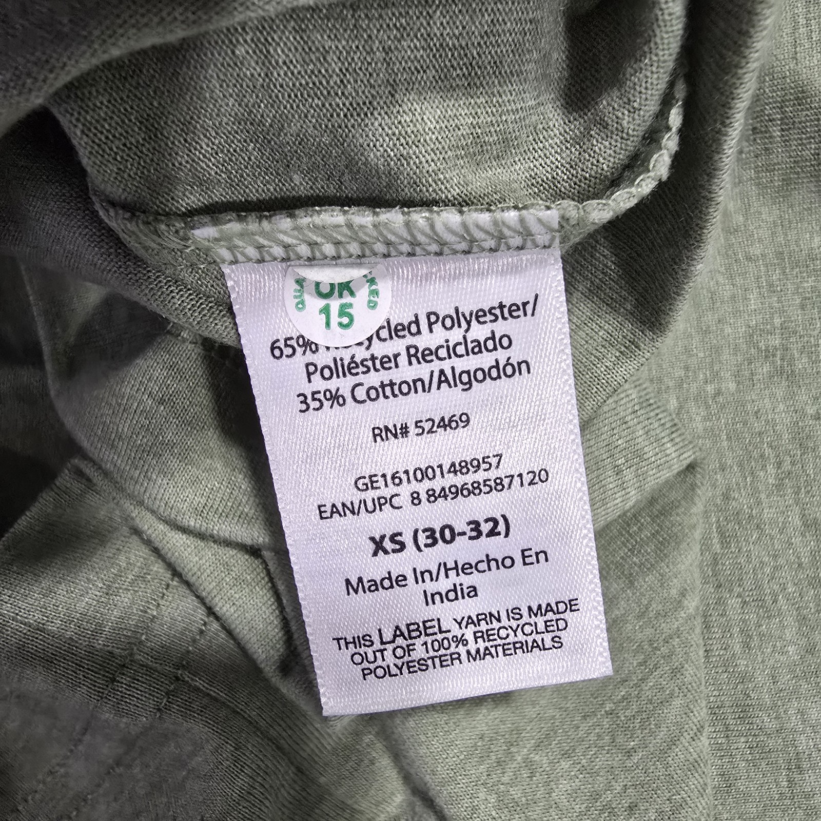 George Men&rsquo;s GE V-Neck T-Shirt Faded Spruce Heathe in Sage Green Size XS( 30-32)