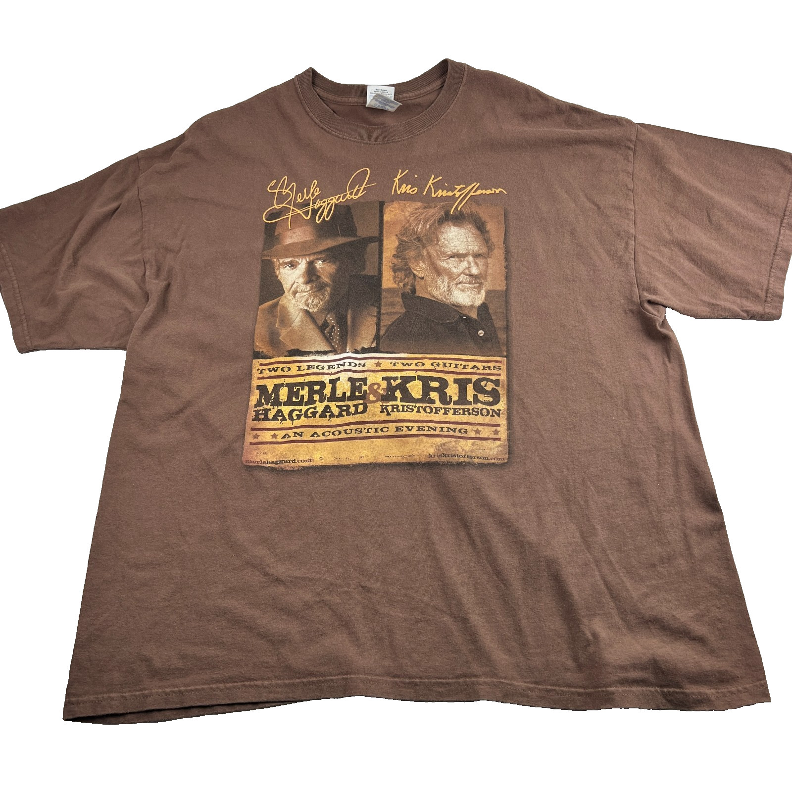 Merle Haggard Kris Kristofferson Concert T Shirt Brown Men&rsquo;s 2XL (50&Prime;) Country