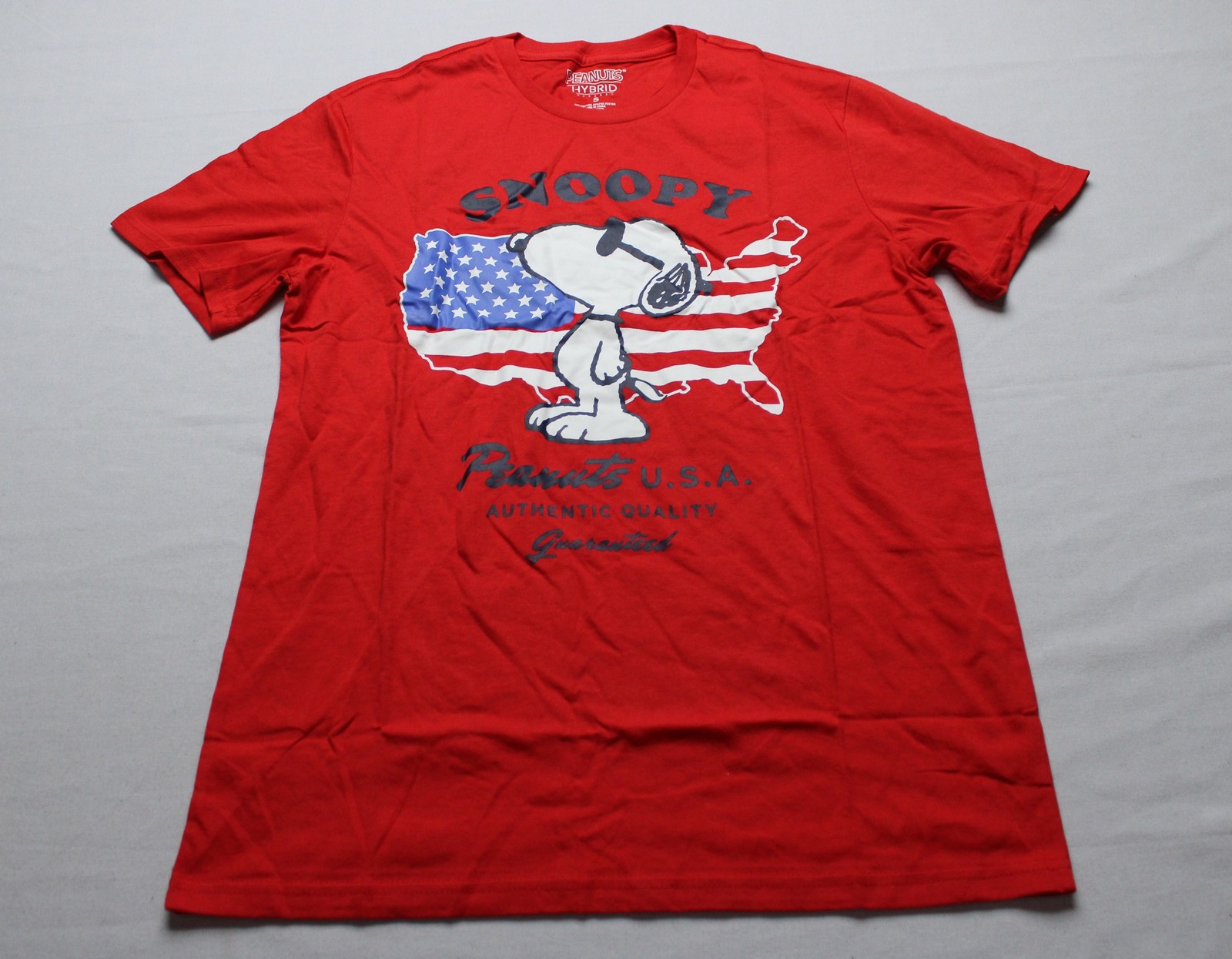 Peanuts Unisex Adult&rsquo;s Snoopy USA Map Flag Graphic T-Shirt EJ3 Red Small NWT