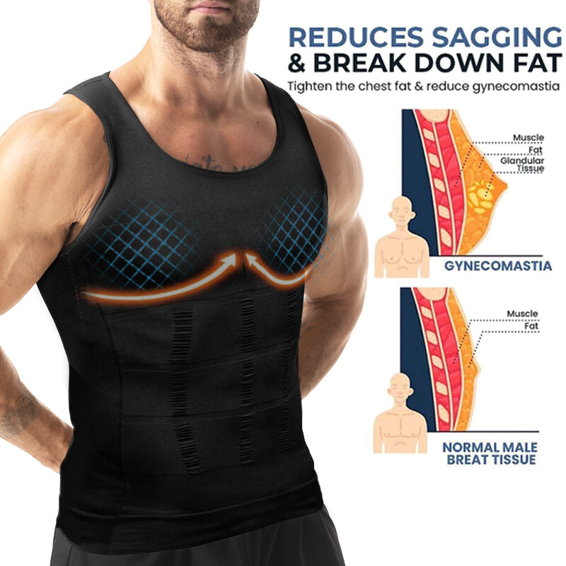 Men Compression Shirt Sleeveless Body Shaper Base Layer Slimming Tank Top Vest