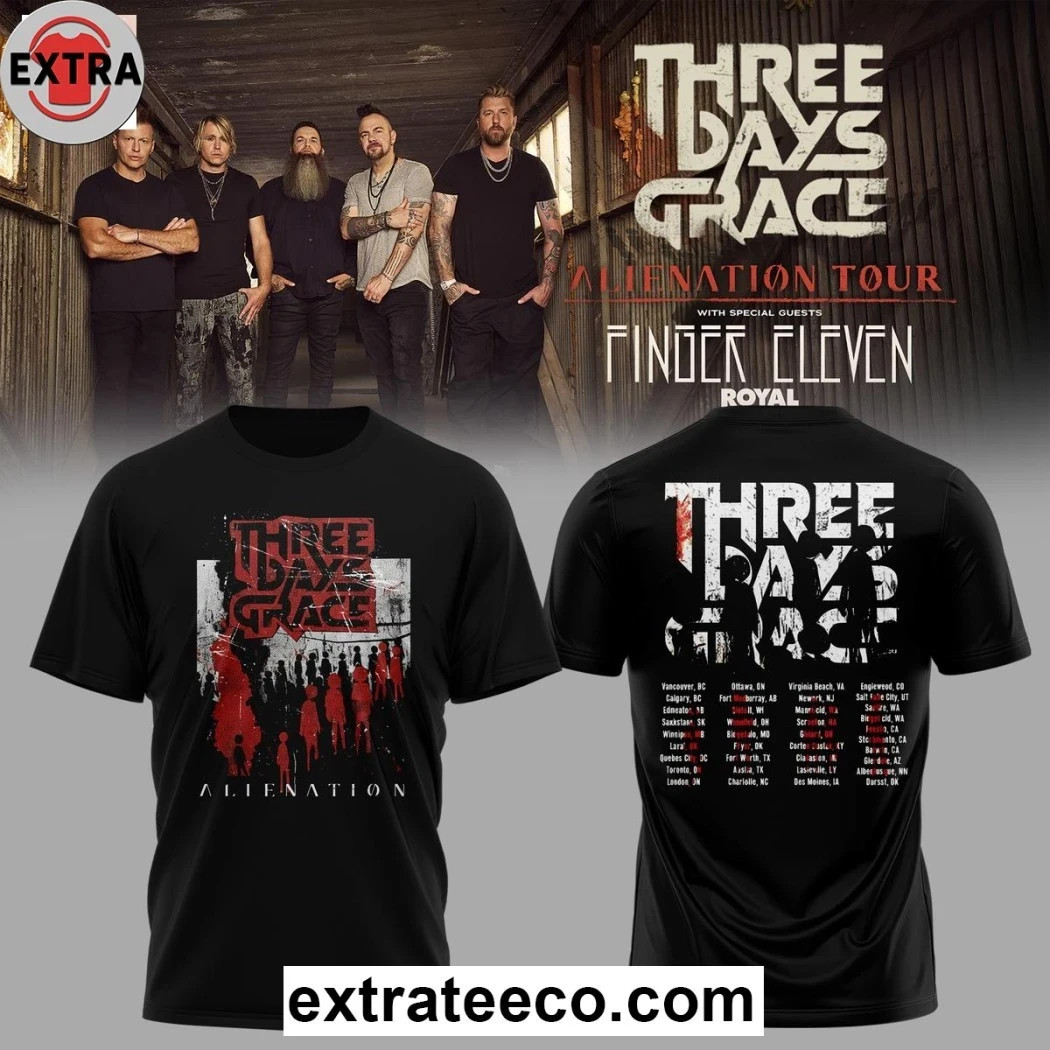 2 Sides Three Days Grace Alienation 2026 Tour Black T-Shirt L121