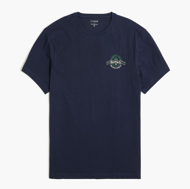 New J Crew Factory Men T-shirt Graphics Navy Short Sleeve Crew Neck Cotton S M L
