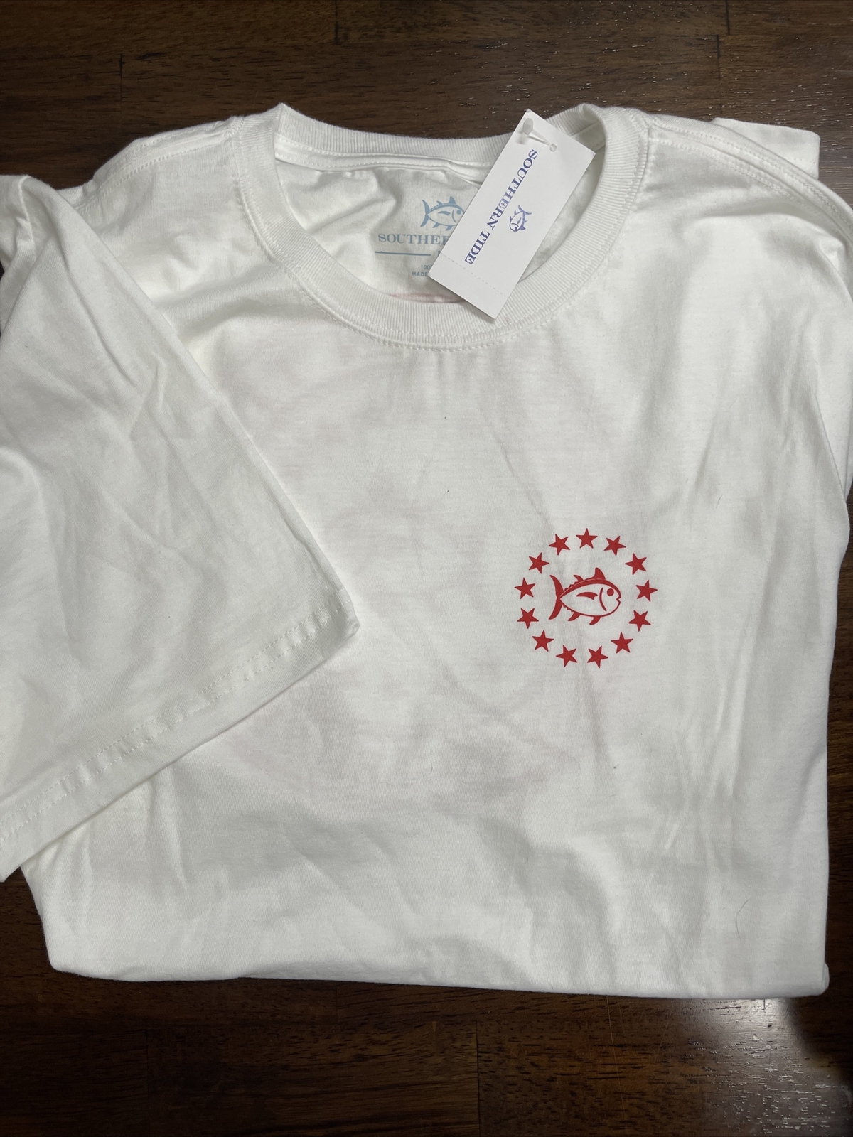 NWT SOUTHERN TIDE SZ M Mens SS T-Shirt Star Spangled White Cotton