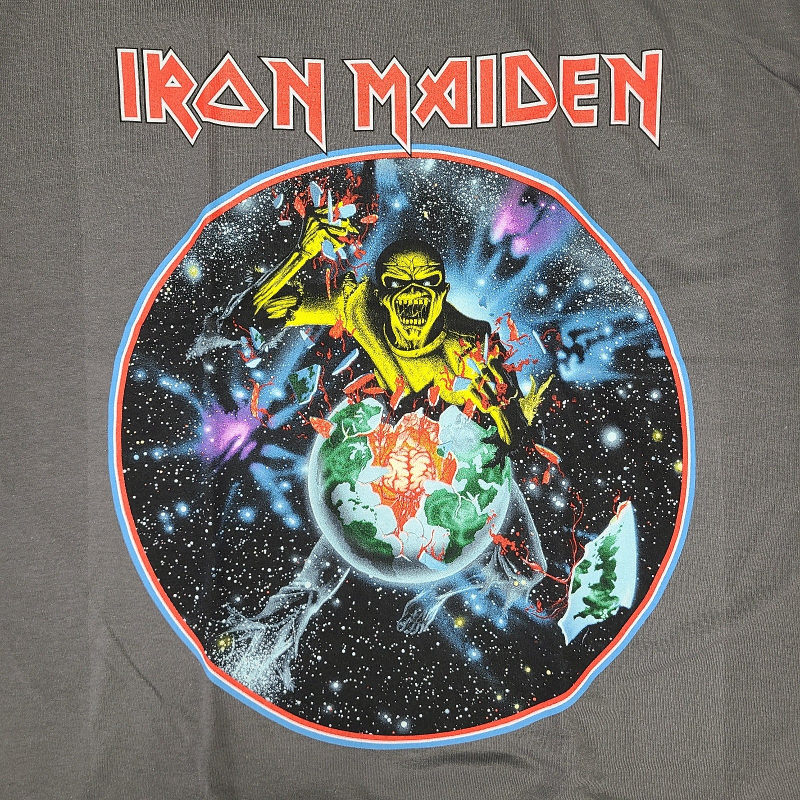 Iron Maiden Beast on the Run Tour Large 2 Sided New Official Number Of Gray #T25