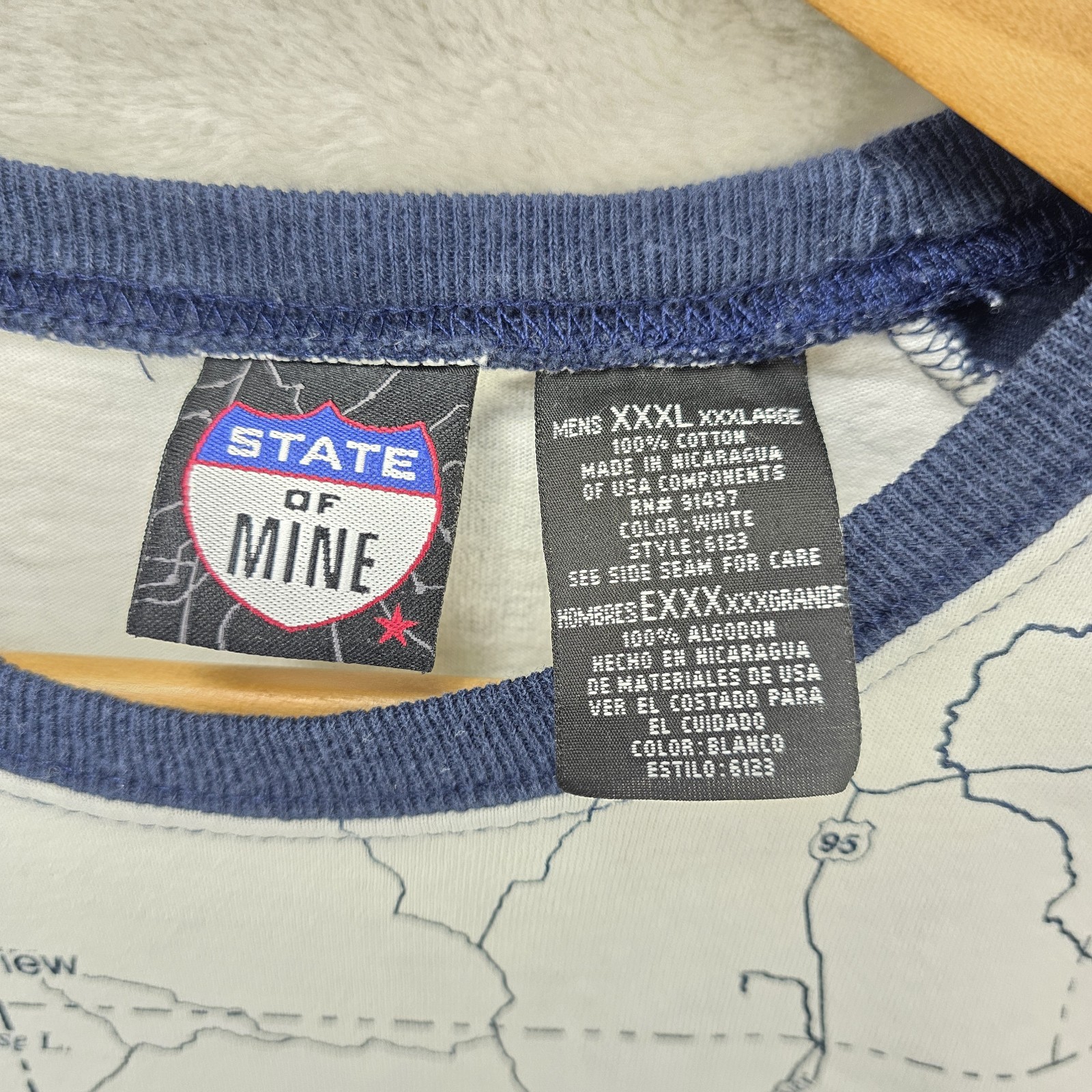 Vtg California Golden State Shirt Mens 3XL Map All Over Print Raglan Sleeve