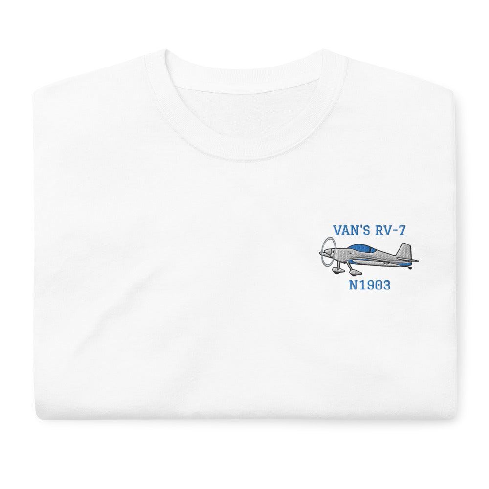 Flyboy Toys Custom Embroidered Van&rsquo;s RV-7 T-Shirt (Left chest only)