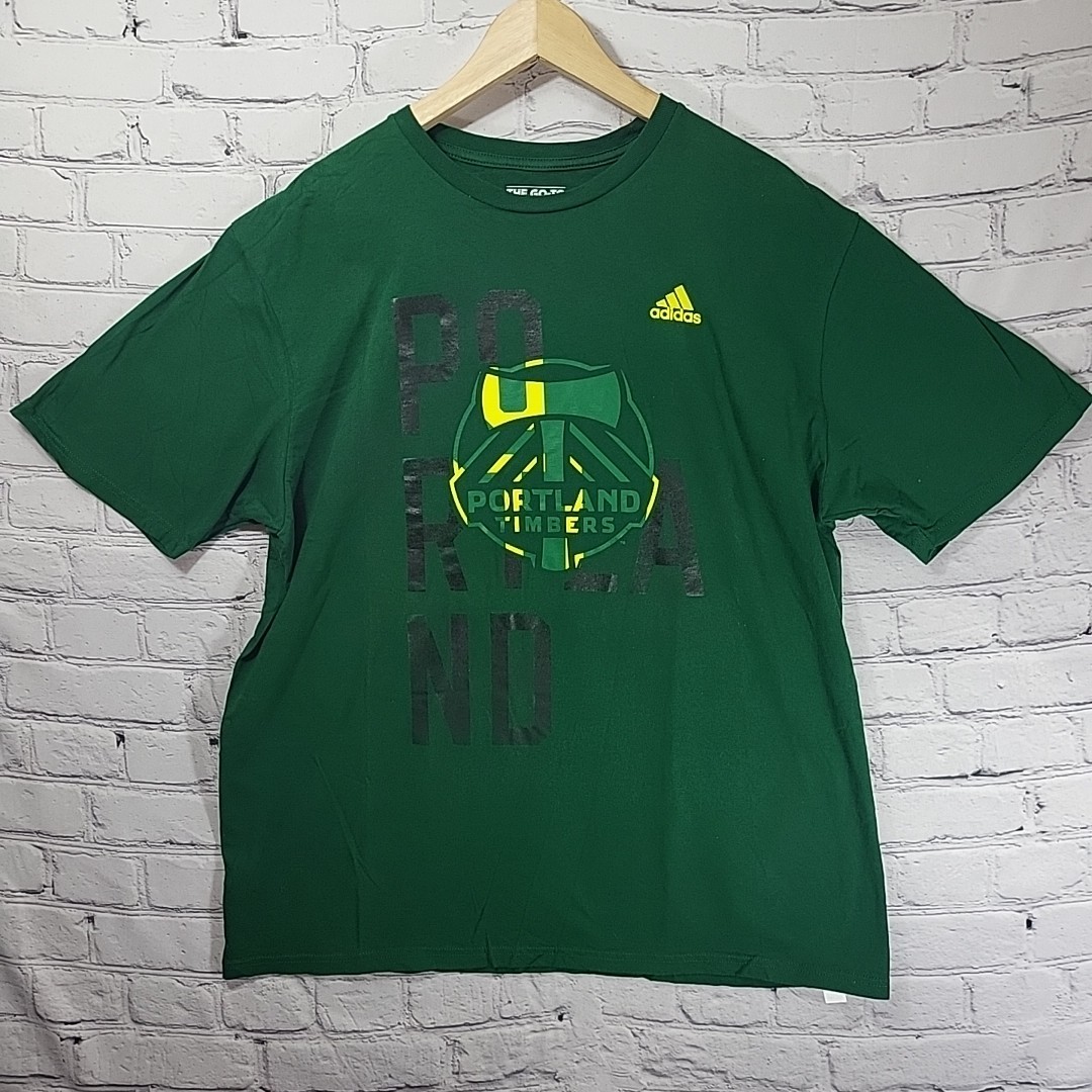 Portland Timbers Mens XL T-Shirt THE GO-TO TEE Adidas Green 100% Cotton