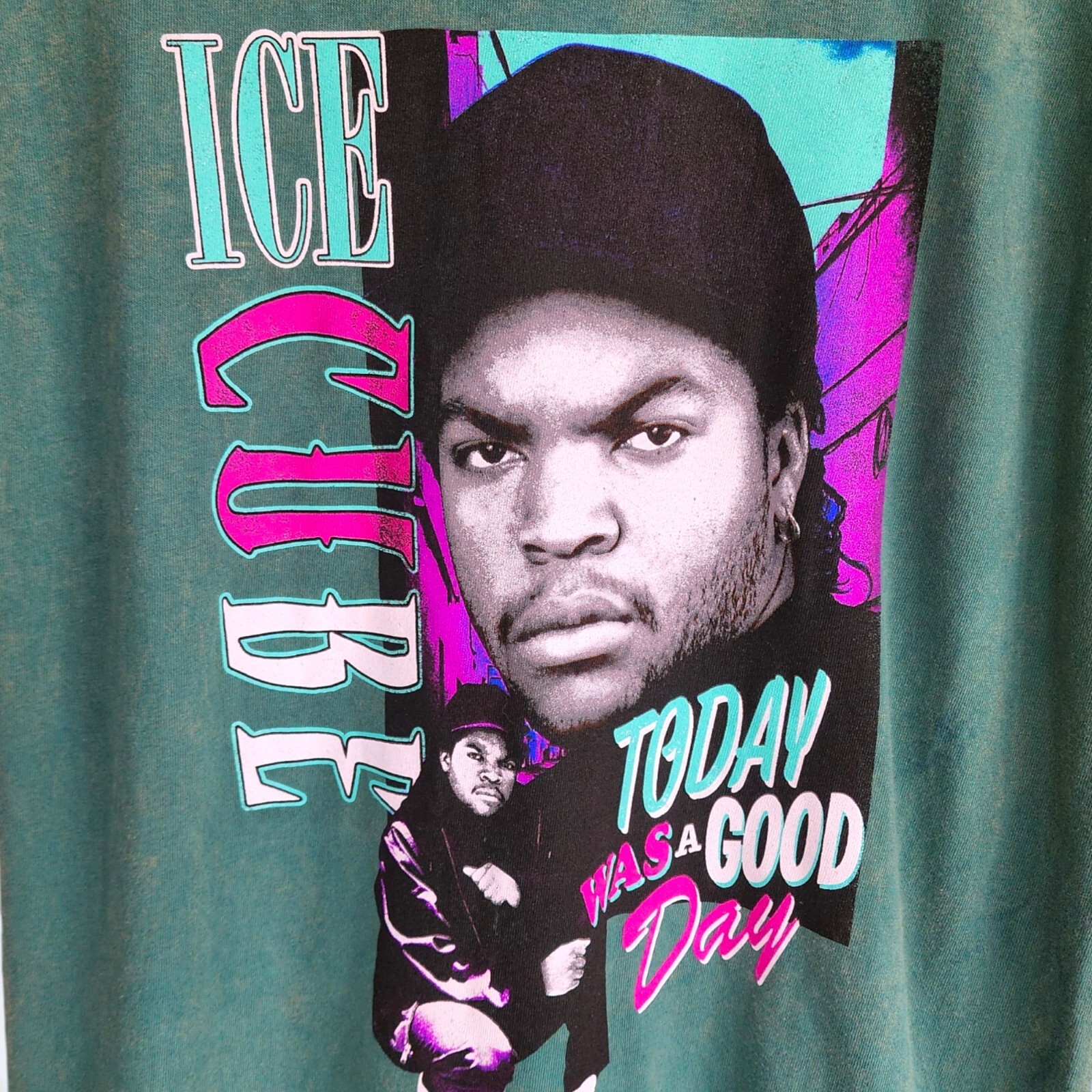 Ice Cube Mineral Wash It Was a Good Day Green Tee Retro Graphic Mens Medium M