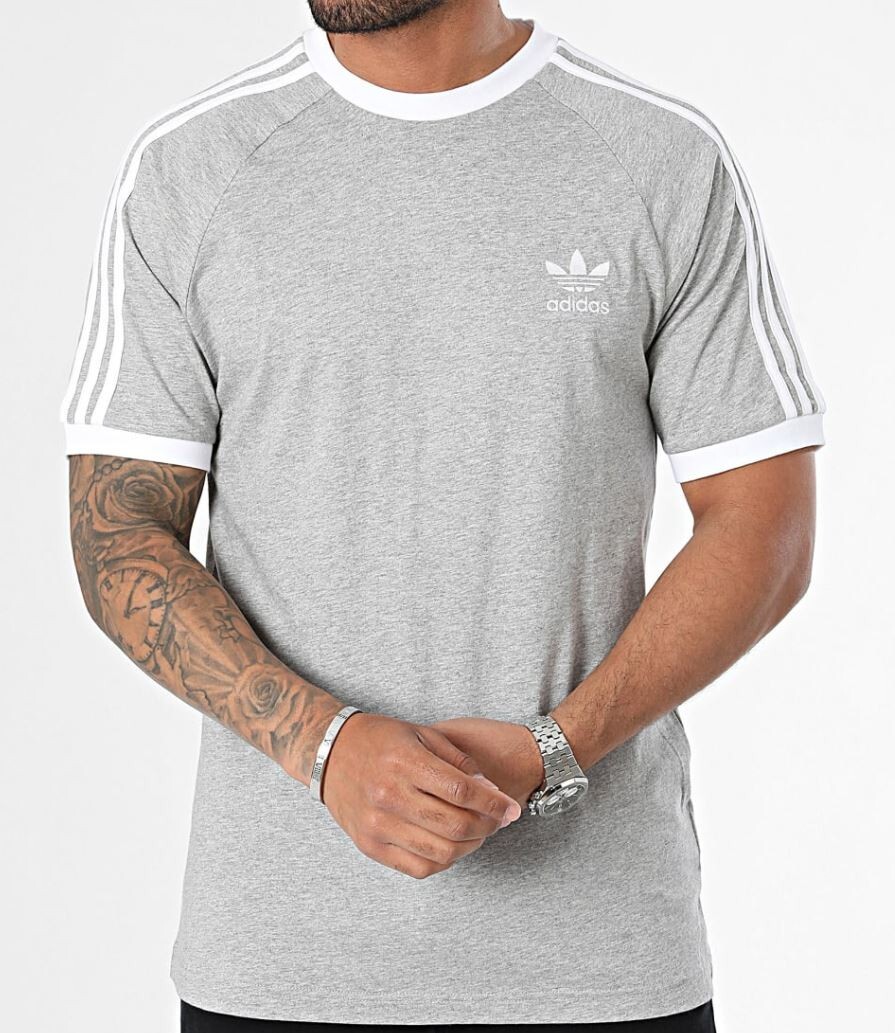 NEW MENS ADIDAS ORIGINALS CALIFORNIA TREFOIL TEE SHIRT ~SIZE LARGE #IA4848 GRAY