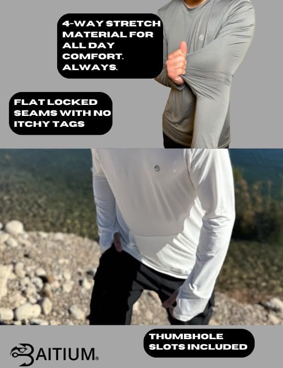 Men&rsquo;s Hooded Sun Shirt UPF 50+ Long Sleeve Fishing Shirt SPF Rash Guard