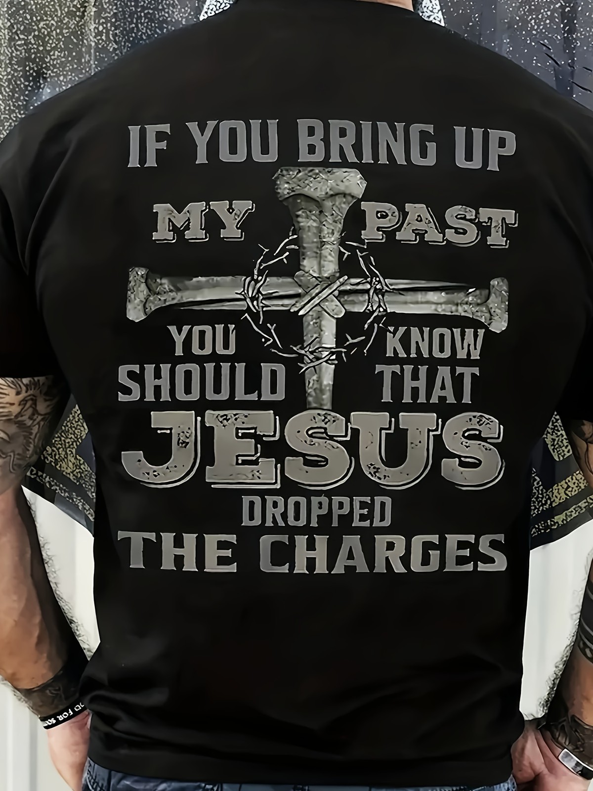 Funny Men&rsquo;s Jesus Dropped The Charges Christian Graphic T-Shirt Tee