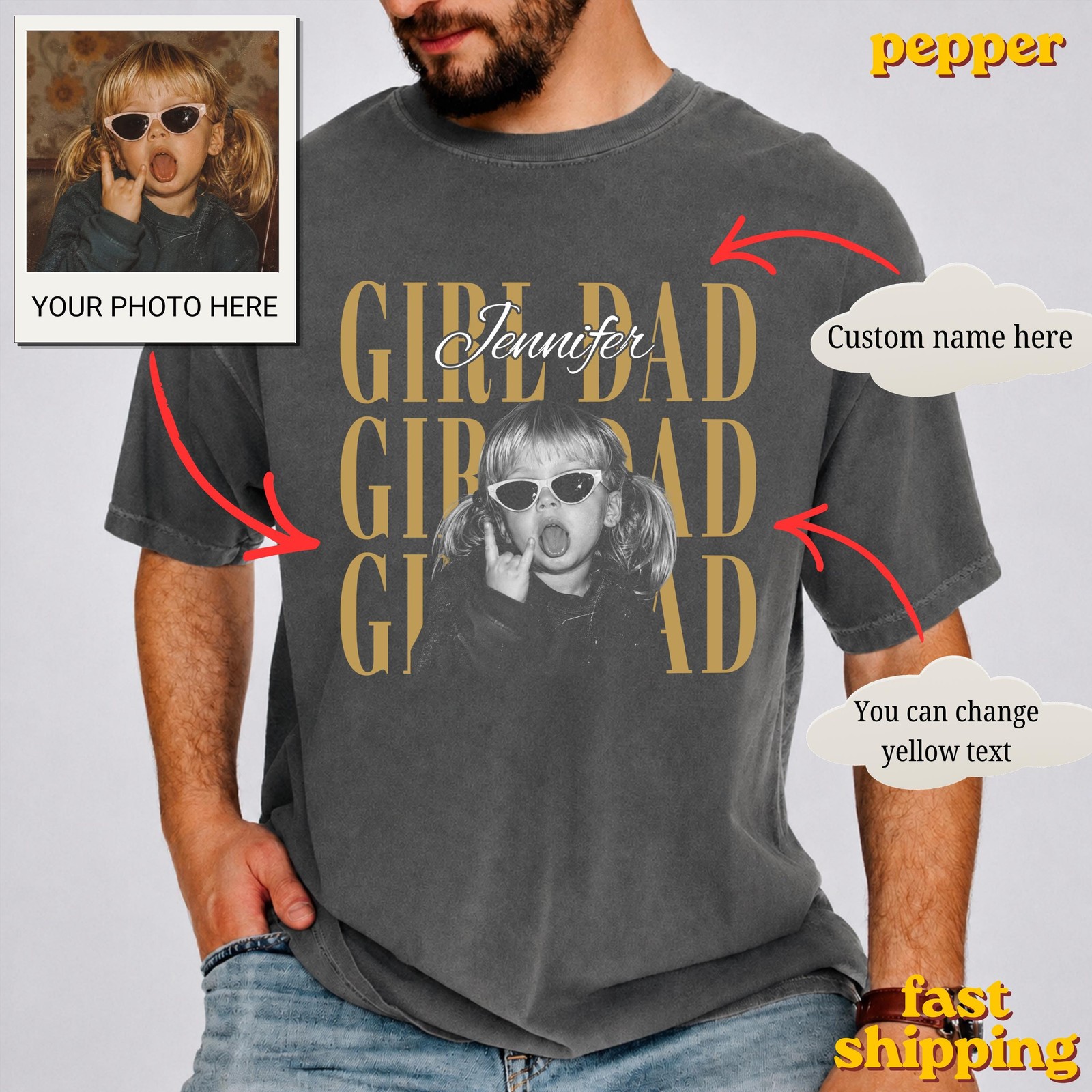 Personalized Dad Photo Shirt Custom Fathers Day Gift Best Dad Ever
