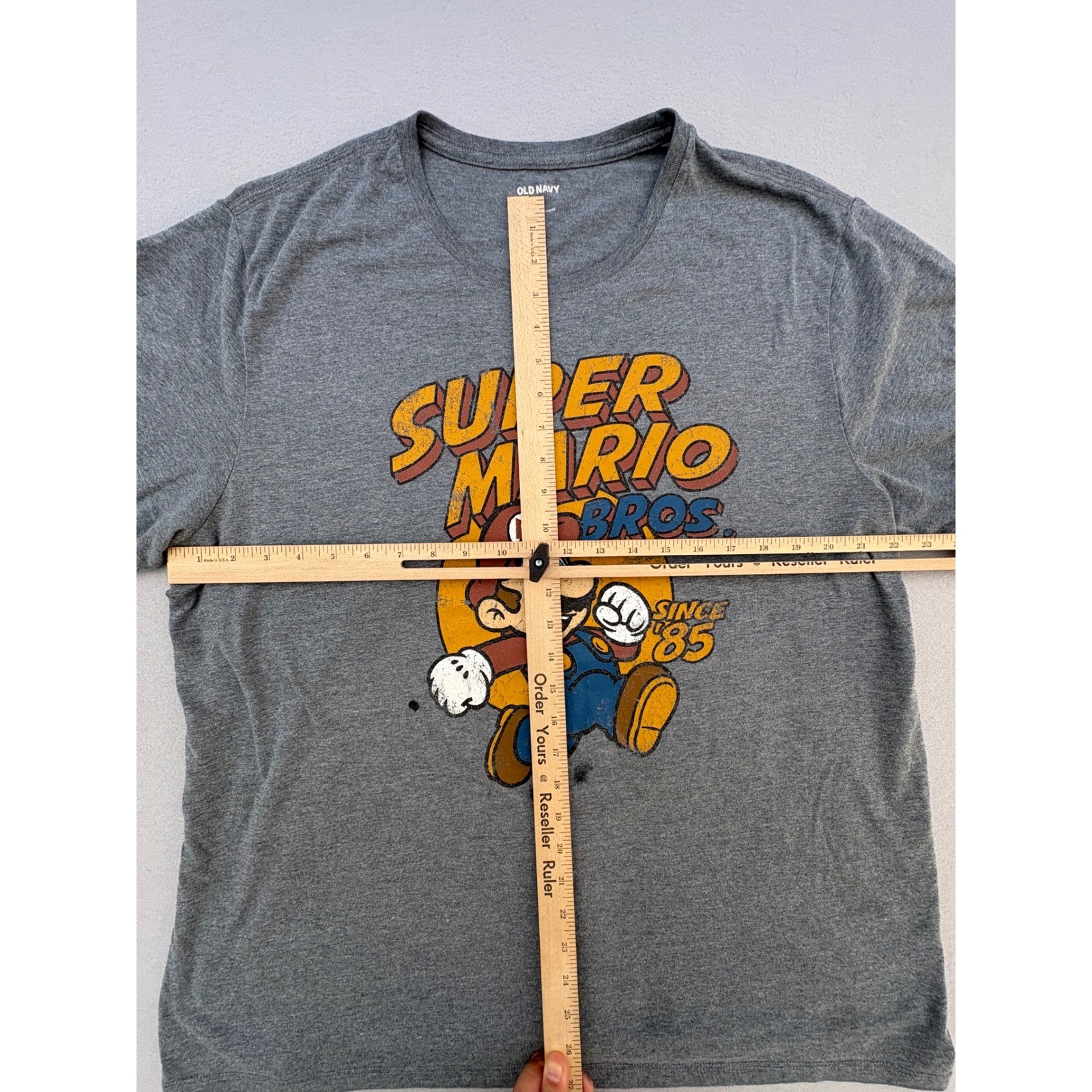 Super Mario Bros Graphic Tee Mens XXL Gray Heathered Retro Nintendo T-Shirt