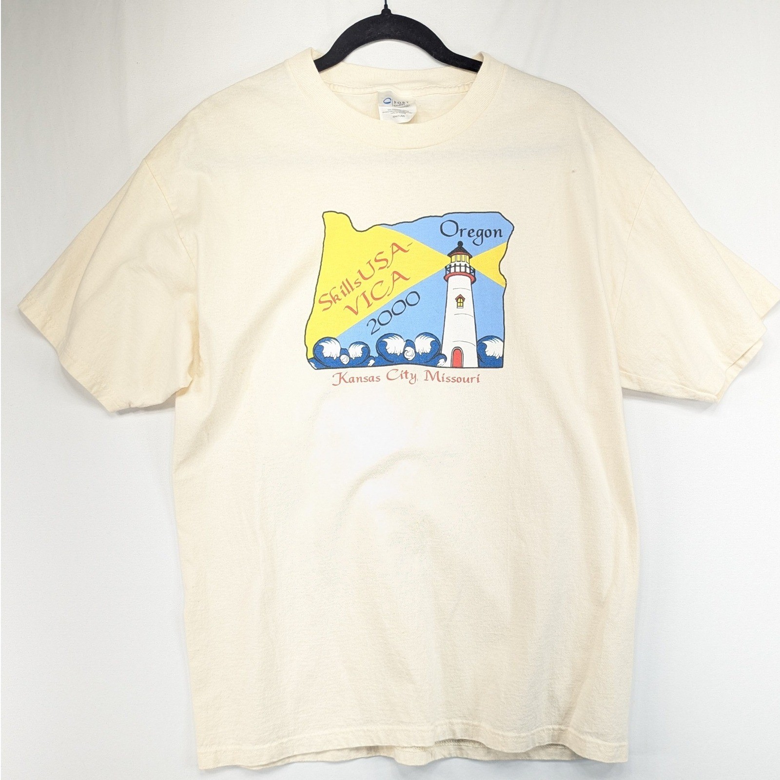 Port and Company SkillsUSA VICA 2000 Oregon Lighthouse Graphic Tee Cream Large