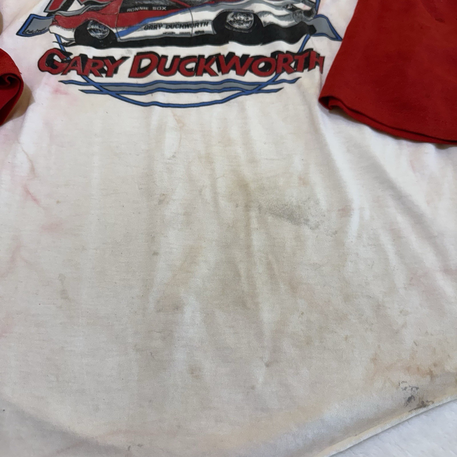 VTG 80s Ronnie Sox Drag Racing T Shirt 3/4 Sleeves Sz M Cal Cru Distressed