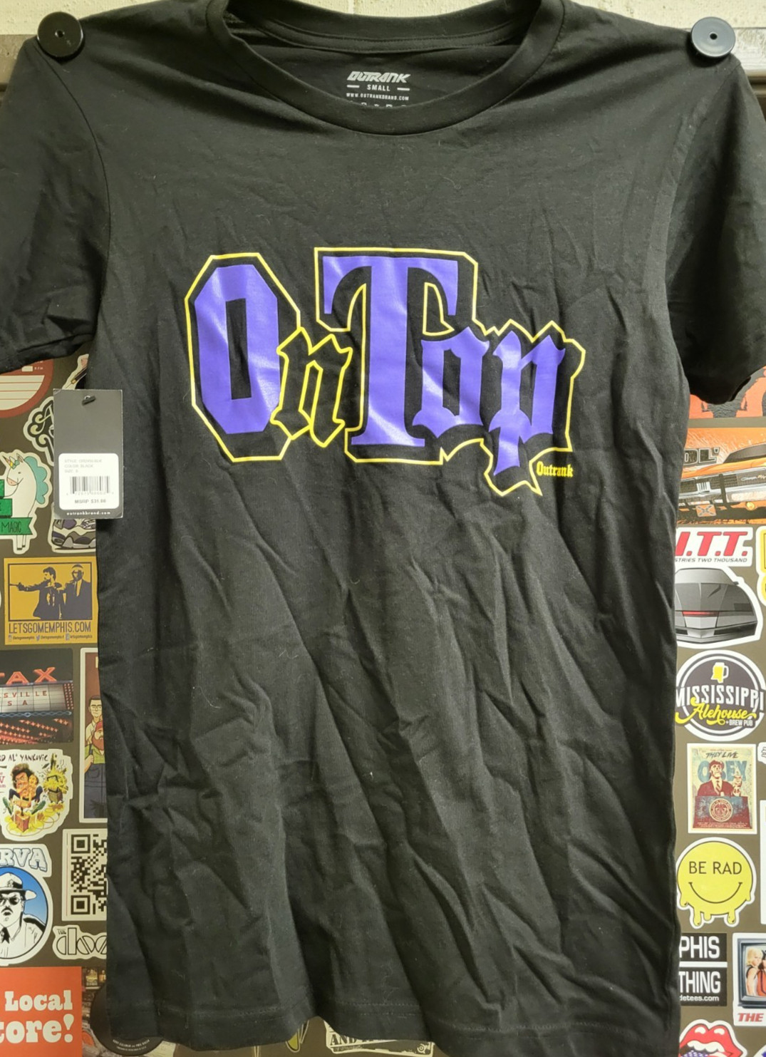 Outrank Brand (Small) ON TOP Black Soft S/S Graphic T-Shirt Miami Streetwear