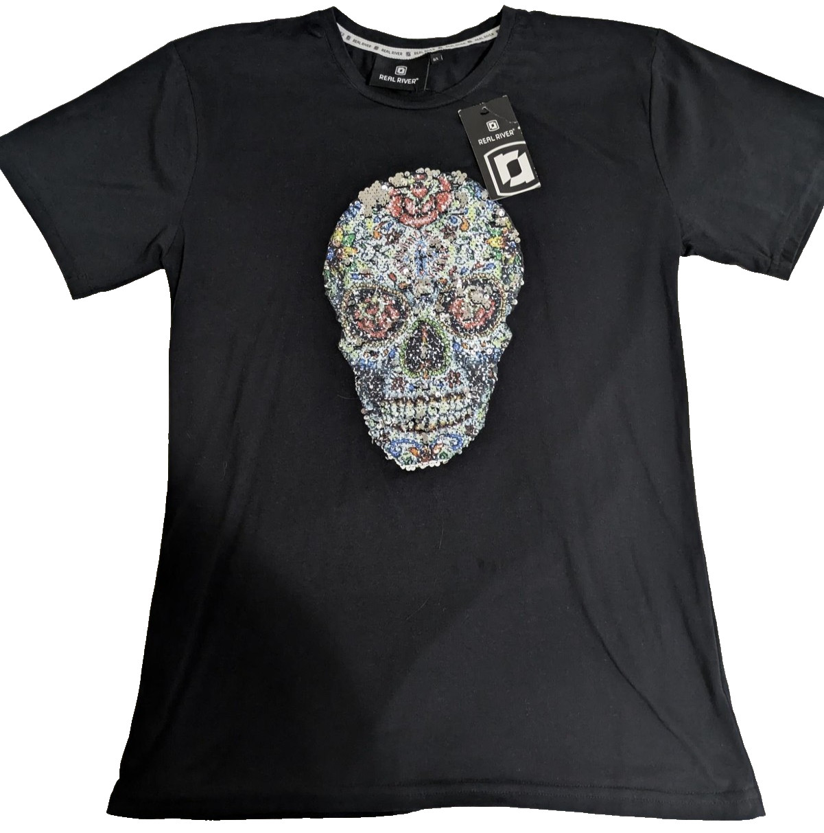 New Fashion Skulls Rhinestone Mens Luxury Short Sleeve T Shirt Trend Streetwear