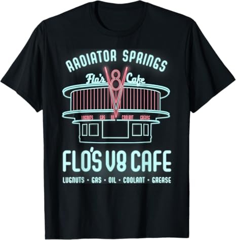 Disney Pixar Cars Flo&rsquo;s V8 Cafe Neon T-Shirt Size S – 5XL Gift For Friends