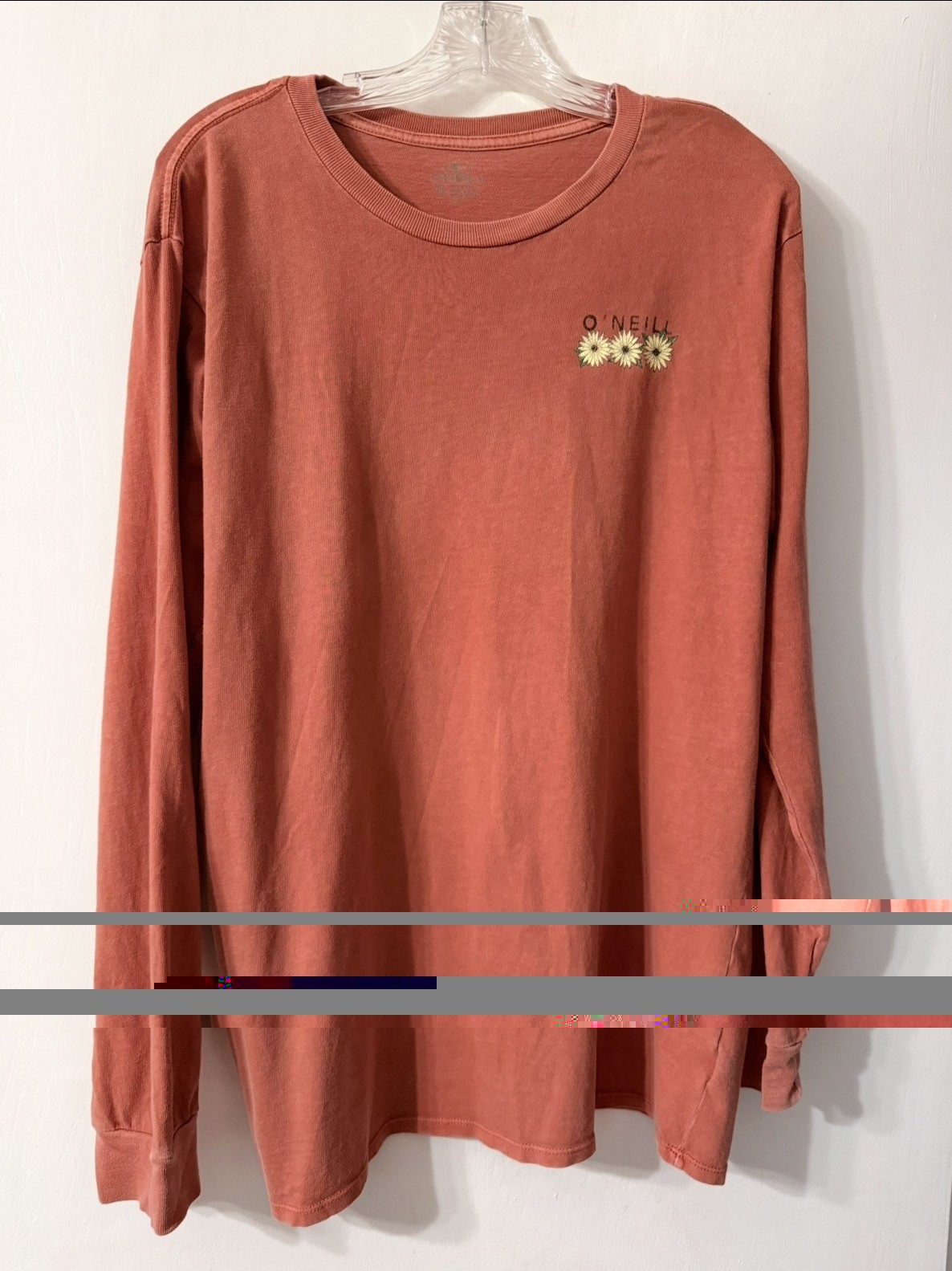 O&rsquo;Neill Long-Sleeve Women’s Vintage Wash Dusty Mauve & Terra Cotta Floral Sz XL