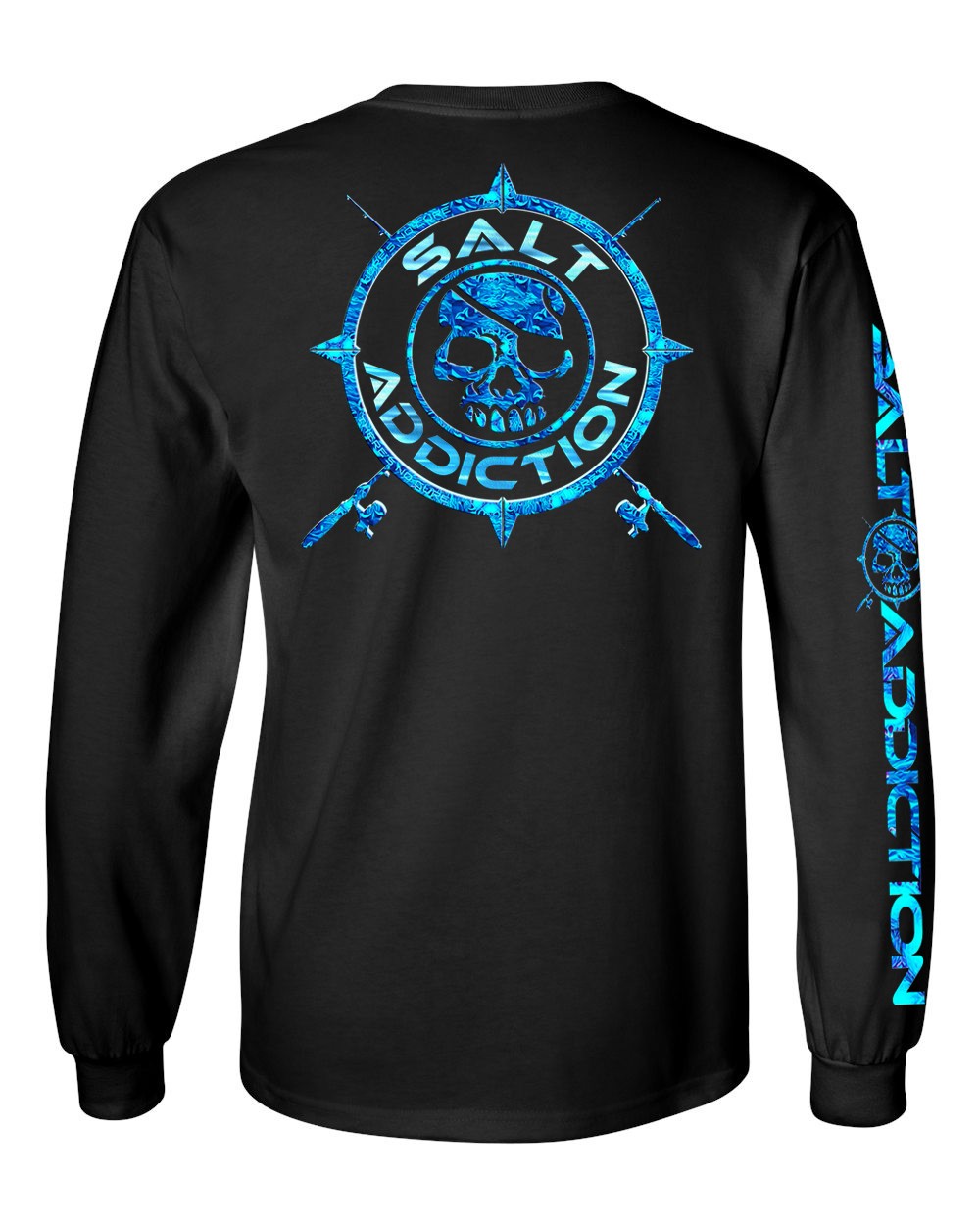 Salt Addiction Logo T Shirt Fishing Long Sleeve Nautical Compass Cotton