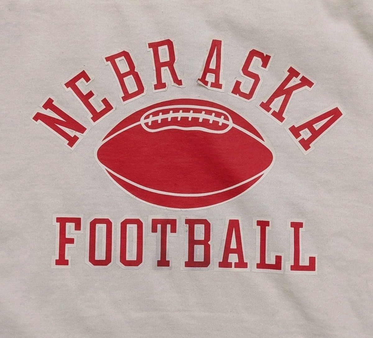 VTG 80s Nebraska Huskers Football Shirt Mens USA Made White 3/4 Sleeve XL Read!