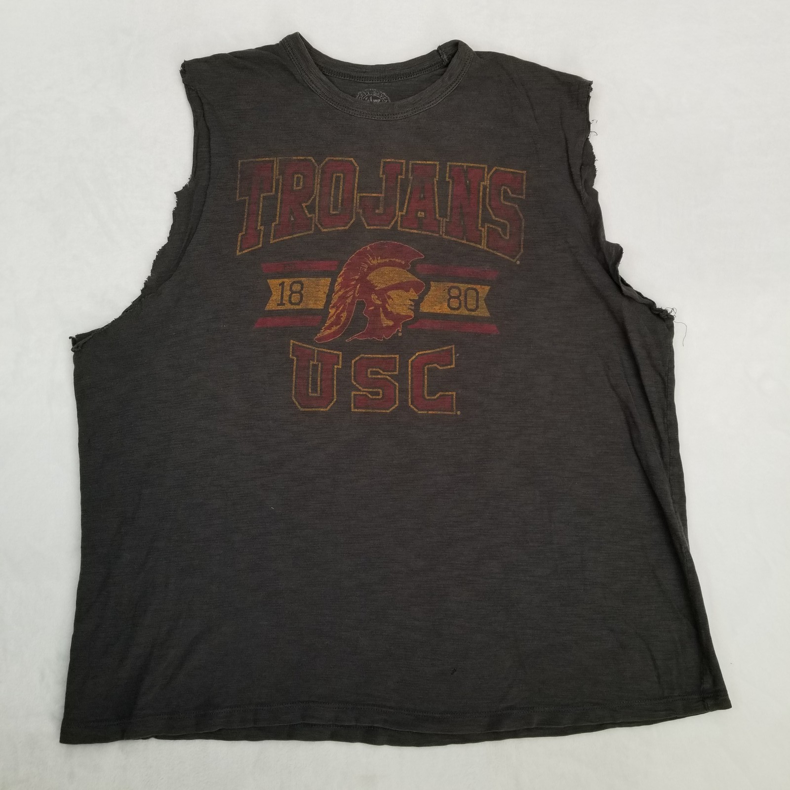47 Brand Men&rsquo;s Charcoal Grey USC Trojans 1880 Cut-Off Muscle Tank Top Size M