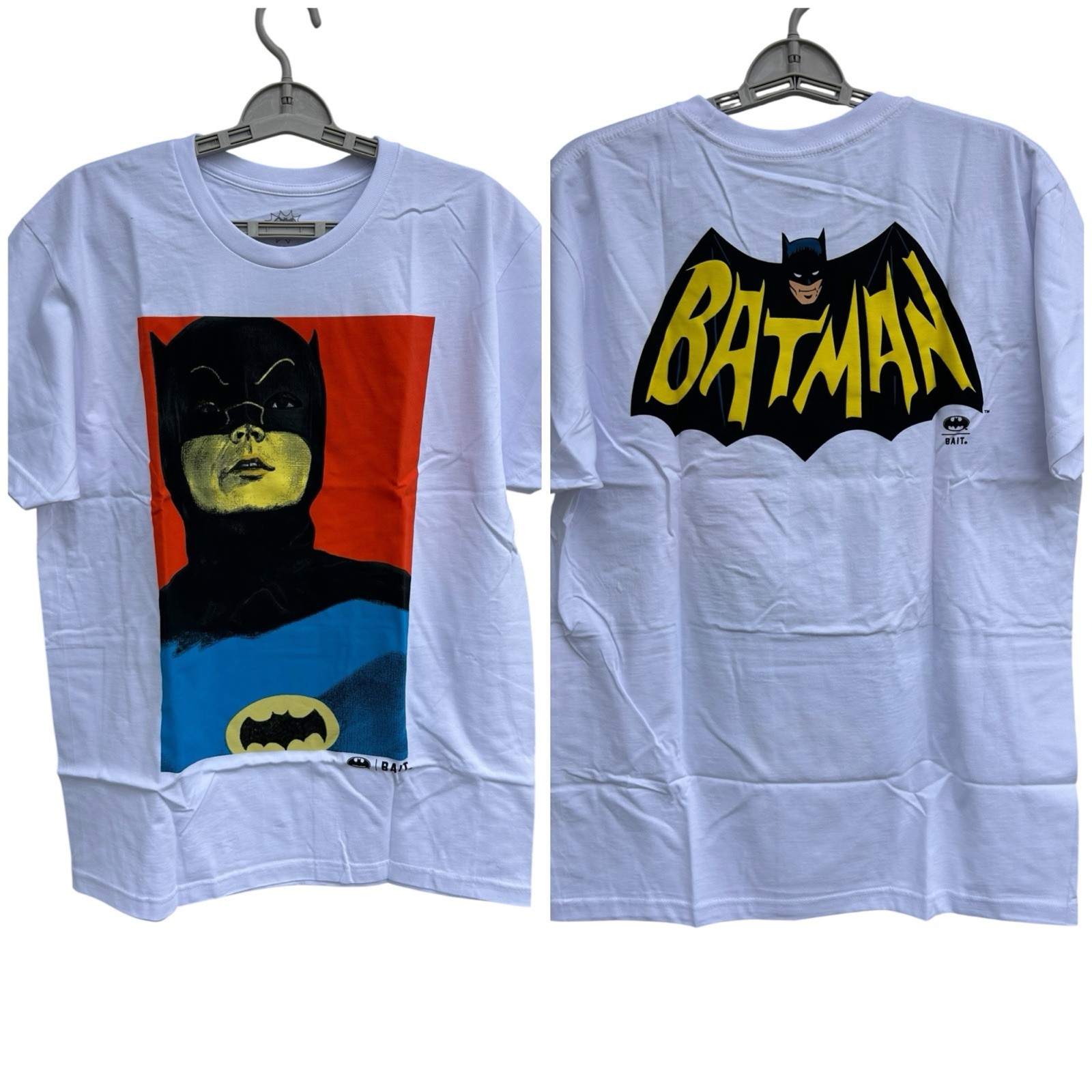 NEW Bait X Batman Men’s Large T Shirt Adam West DC Comics Art Modern White