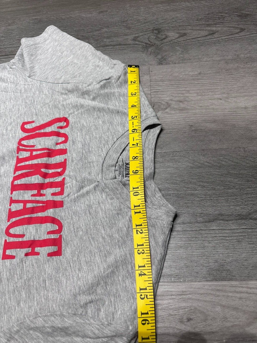 Men’s Scarface Casual Graphic T-Shirt Grey/Red Text Logo Tee – L (Youth)