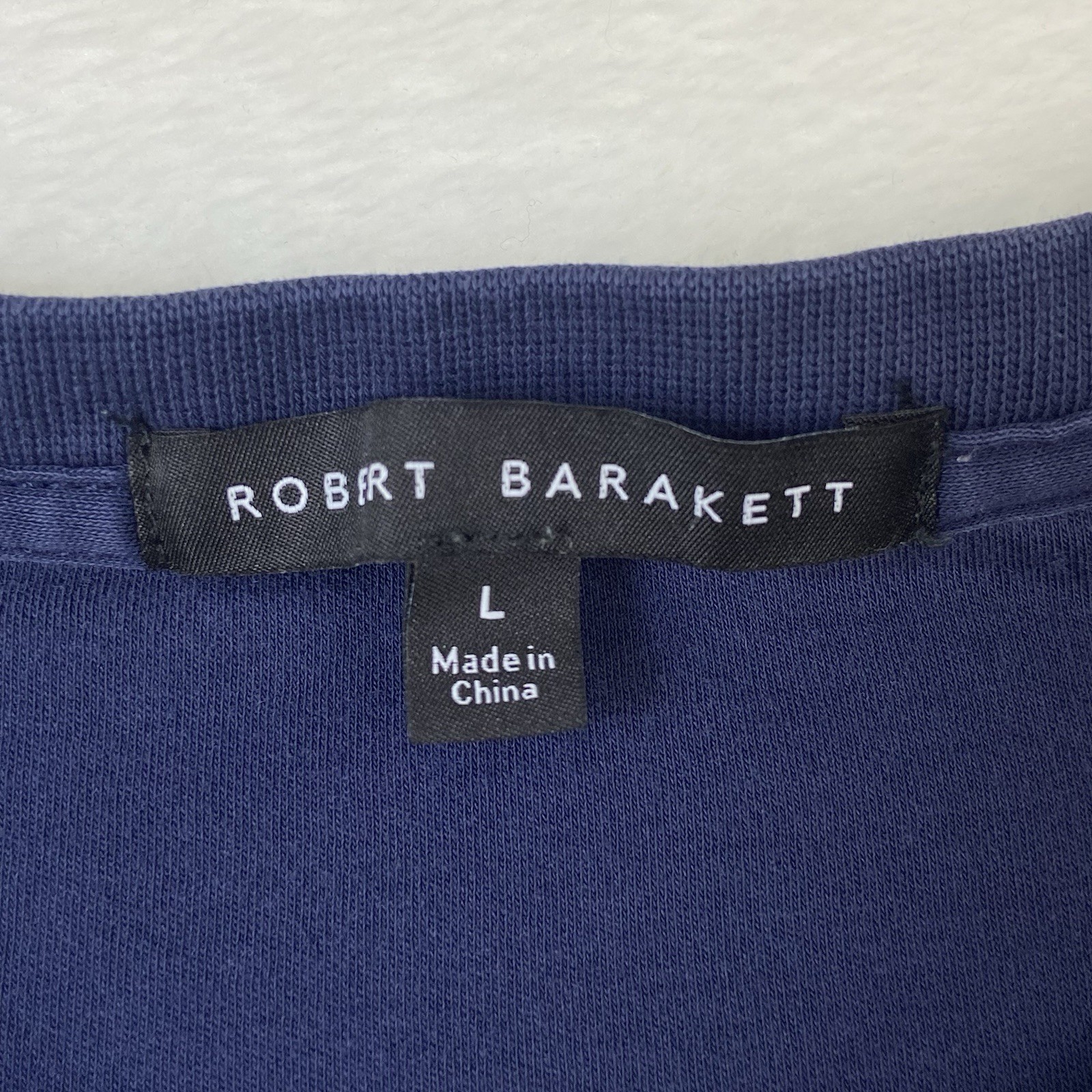 Robert Barakett L Navy Blue Pima Cotton Crew Neck Mens T-Shirt Short Sleeve Tee