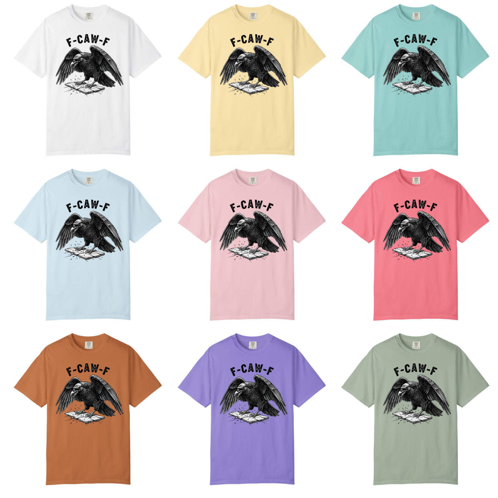 F CAW F Raven T Shirt Design, Comfort Colors T Shirt, Unisex Streetwear Tee