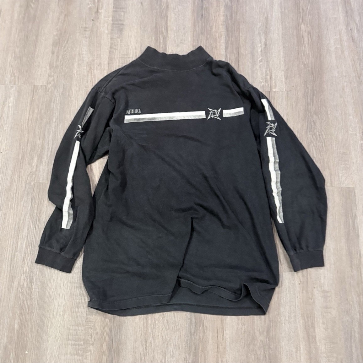 M+ Metallica Men’s Black Long Sleeve Mock Neck Double-Sided T-Shirt L